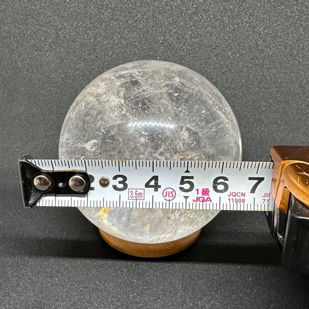 水晶玉　丸玉　台座付き　レインボー