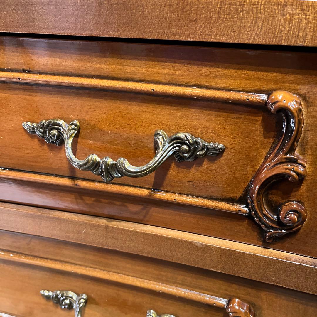 雪　Sale 美品　アンティーク 猫脚　５DRキャビネット