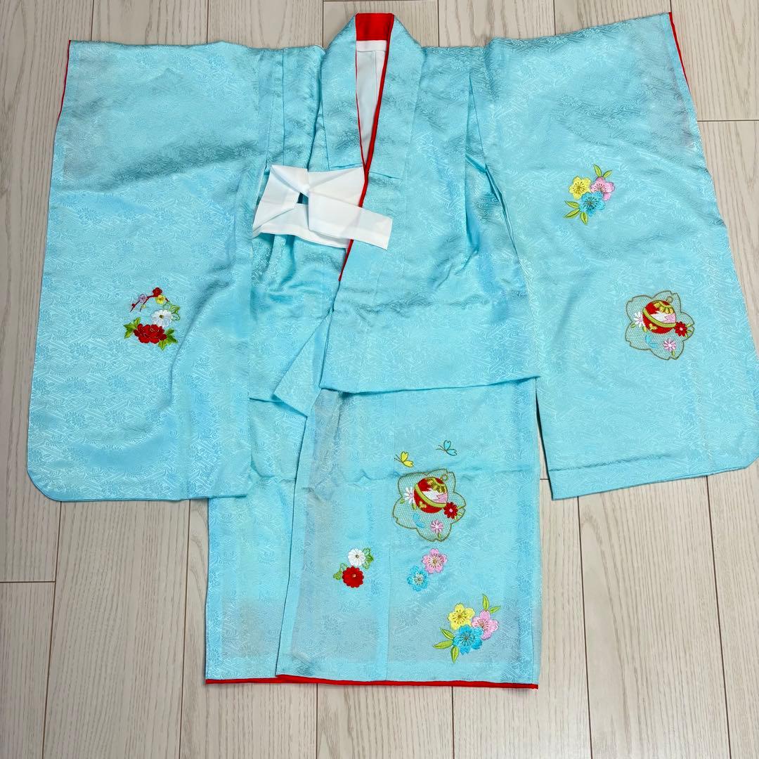七五三 子供着物　襦袢セット　3歳　美品　水色