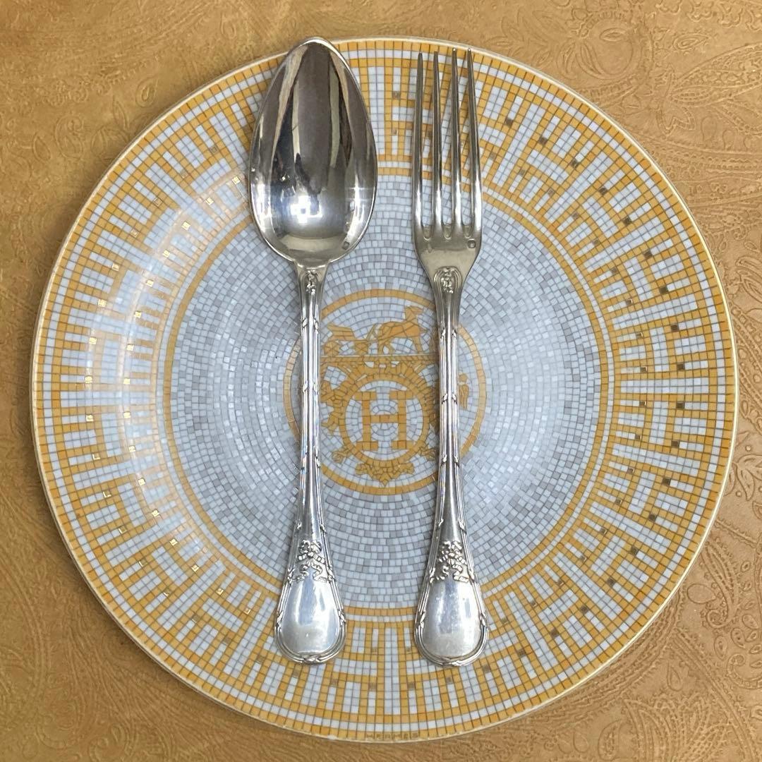 【ピュイフォルカ】純銀/100g スプーン フォーク 約18.5cm【エルメス】