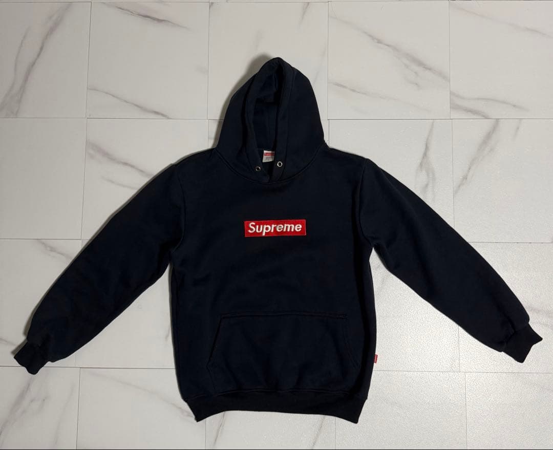 Supreme ネイビー フード付きパーカー