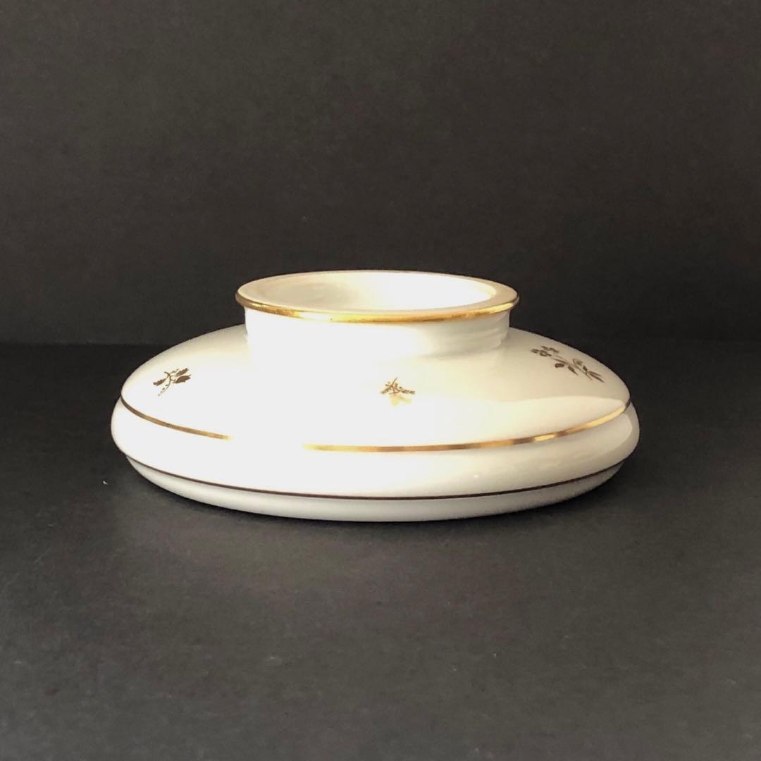 セーブル丸形ディッシュ☆白磁金彩☆24K金彩小花紋様☆仏ヴィンテージ未使用