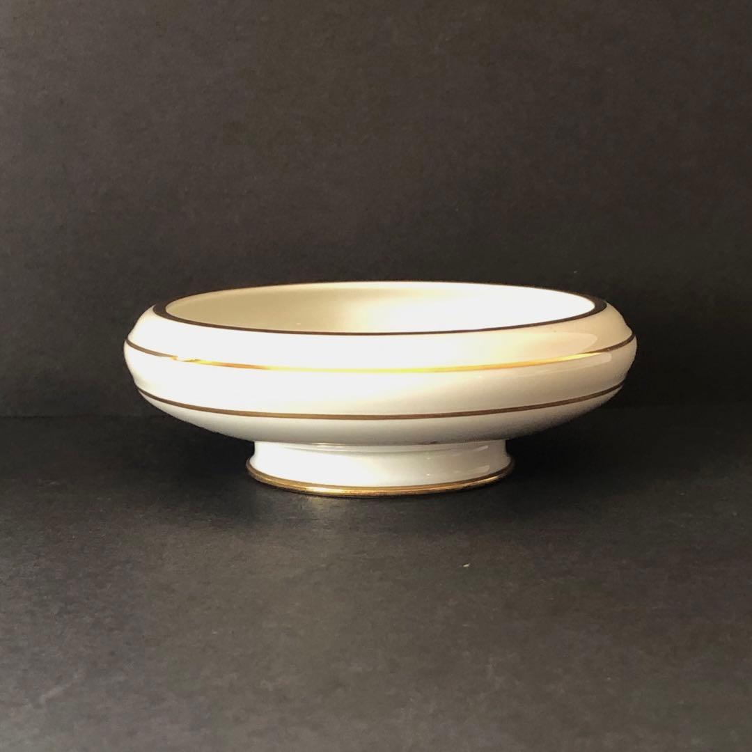 セーブル丸形ディッシュ☆白磁金彩☆24K金彩小花紋様☆仏ヴィンテージ未使用