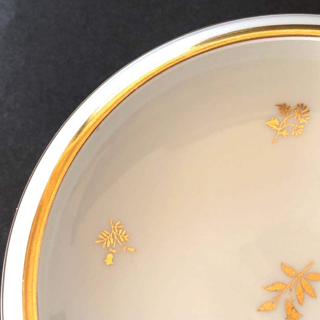 セーブル丸形ディッシュ☆白磁金彩☆24K金彩小花紋様☆仏ヴィンテージ未使用
