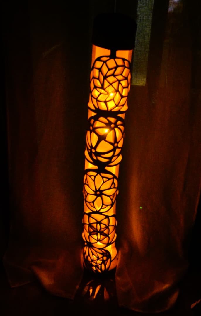 特大★竹灯籠　〜円和模様〜  幻想の灯り　★ 竹ランプ
