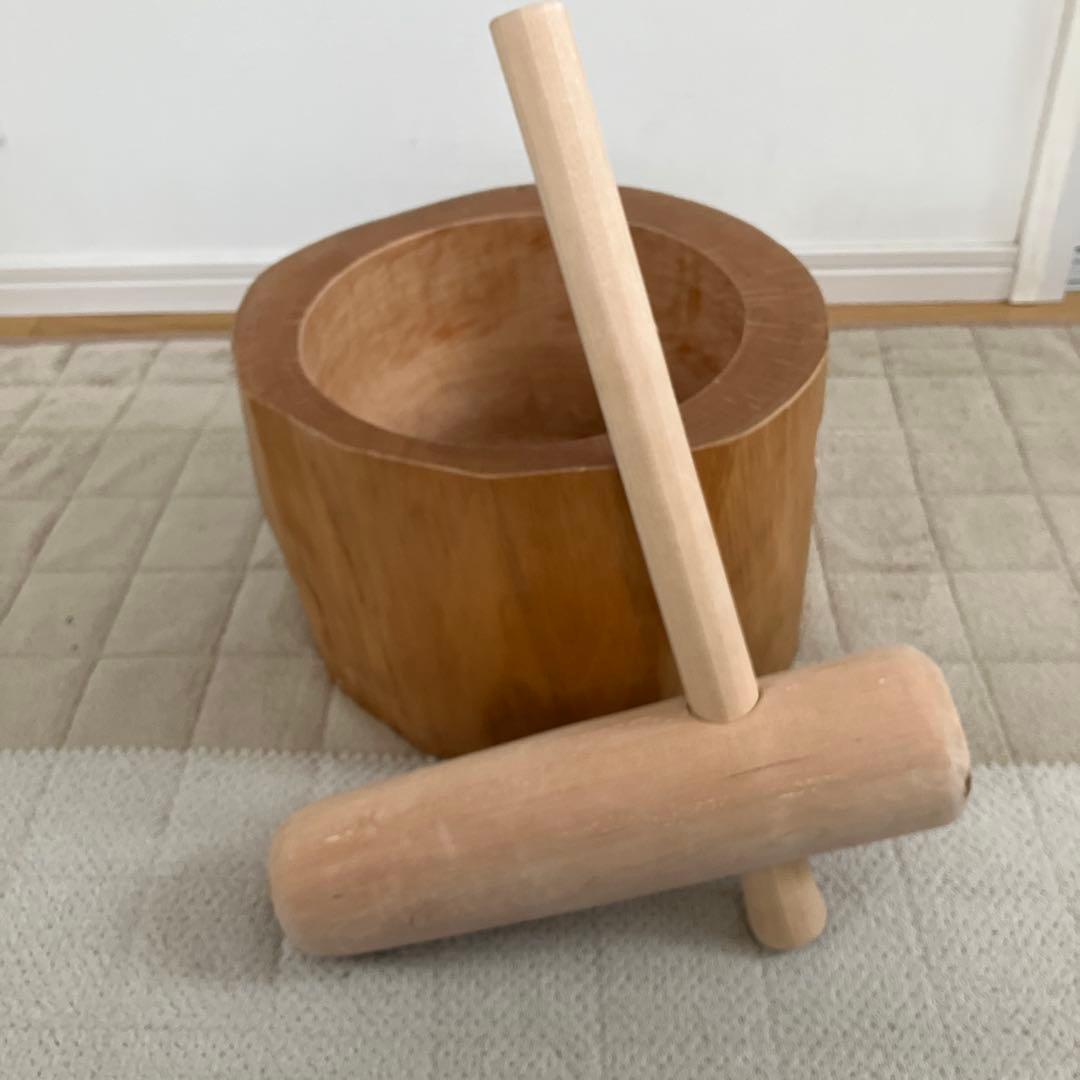 餅つきセット ミニうす　臼と杵（木製臼キネセット）5合用