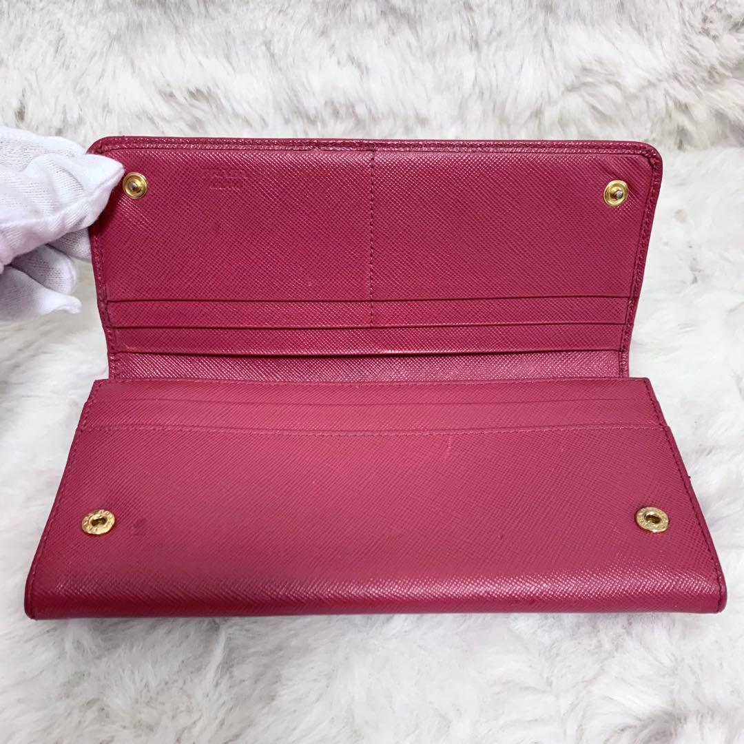 良品！PRADA サフィアーノ　メタルロゴ　ピンク系　レディース　長財布