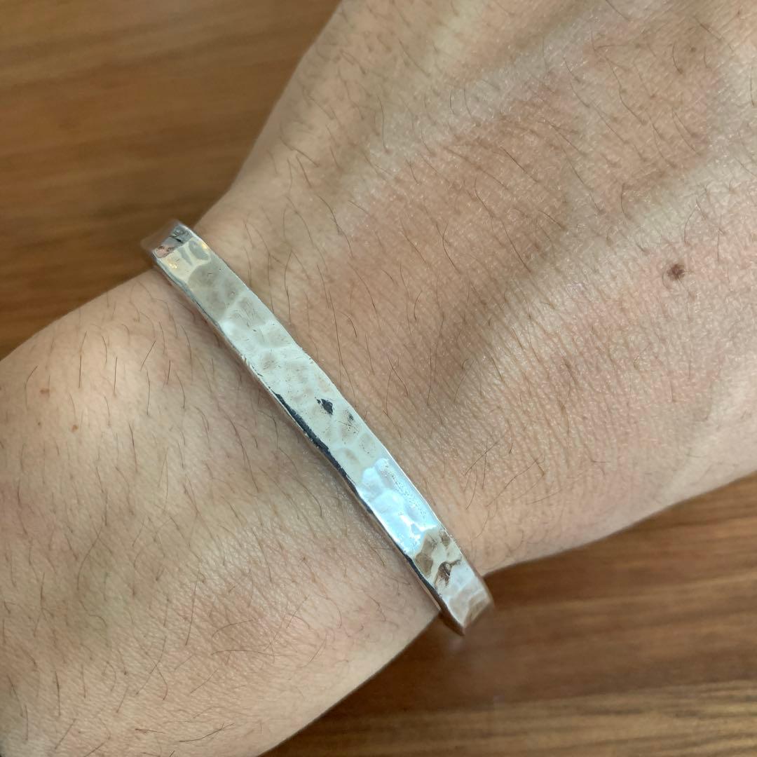 美品　市松　ベルーリア　5mmバングル　シルバー980 刻印なし