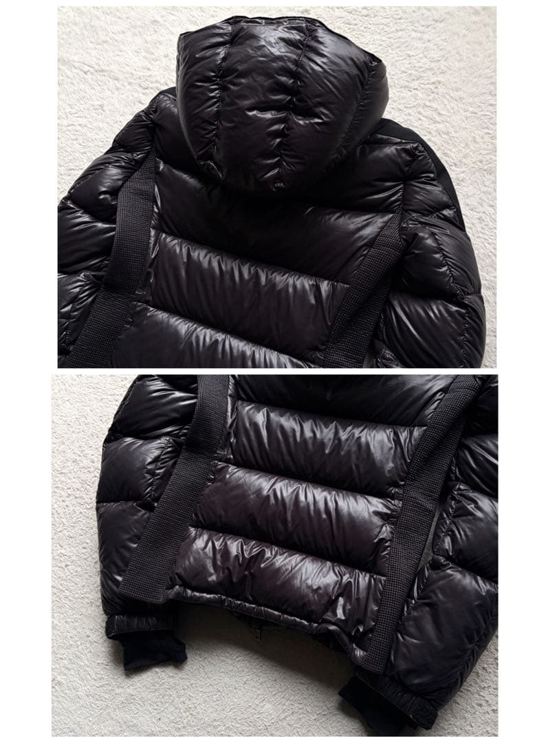 PRADA プラダ ダウンジャケット 三角ロゴ金具 ブラック 袖ライン ブラック