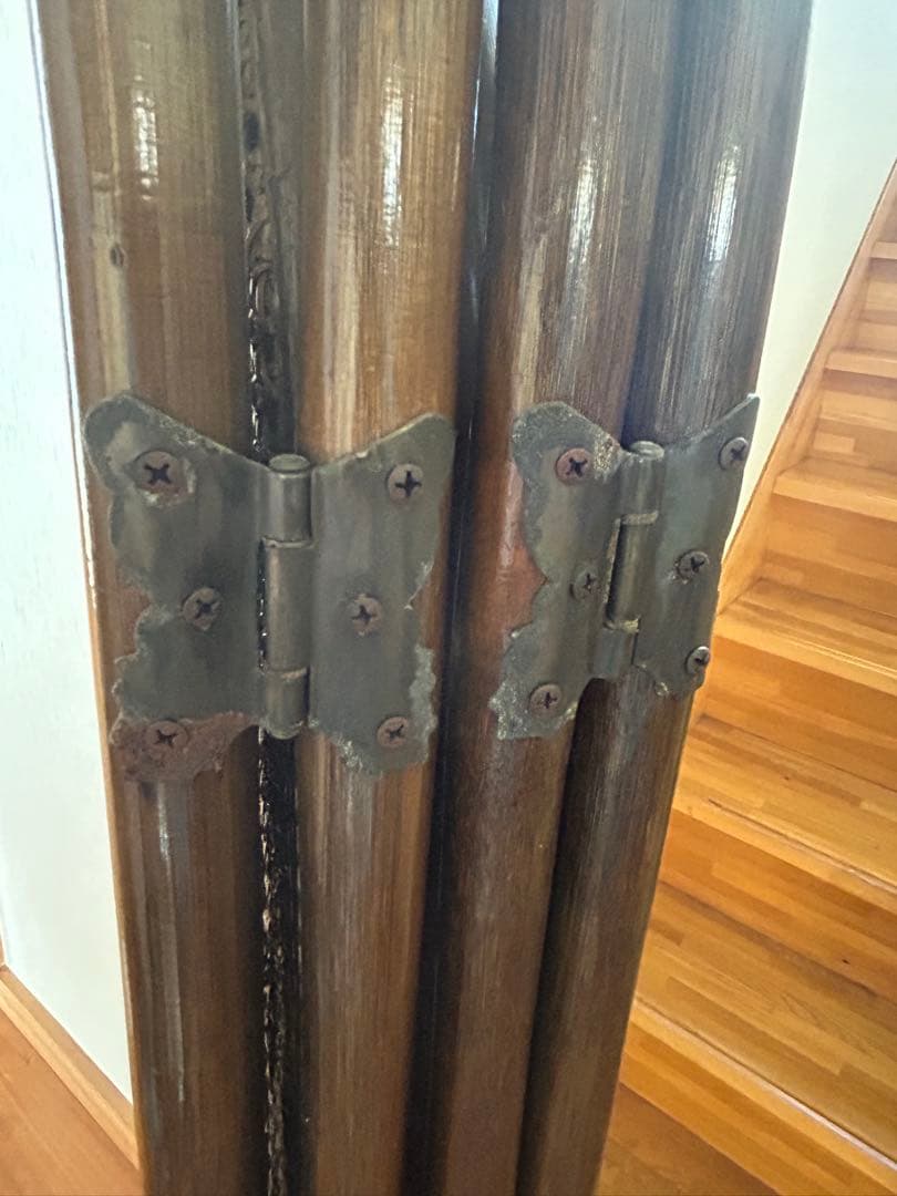 ラタン 4連 パーテーション 衝立 間仕切り ヴィンテージ 昭和レトロ