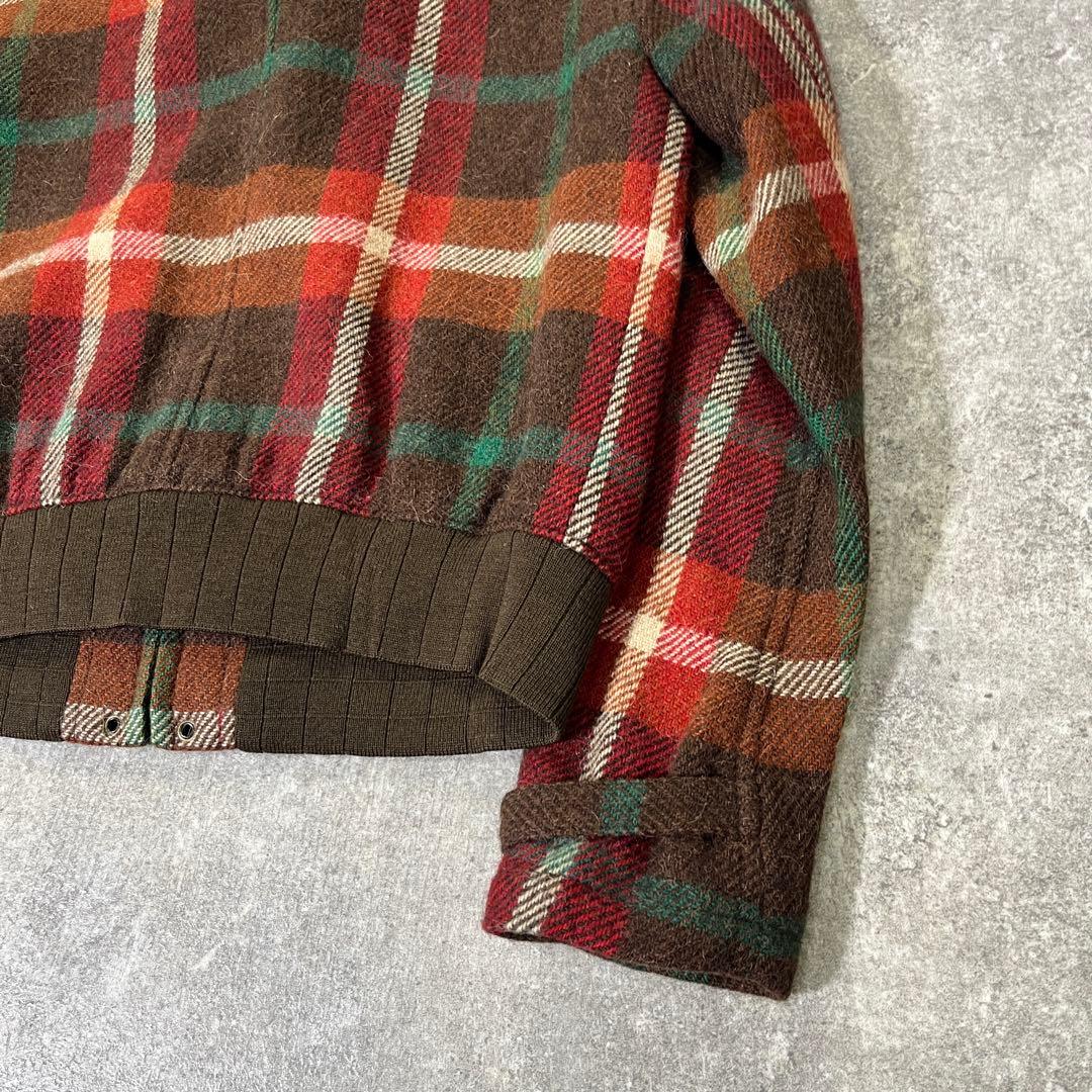 RALPH LAUREN チェックウールジャケット　M ウールアルパカ　ムートン