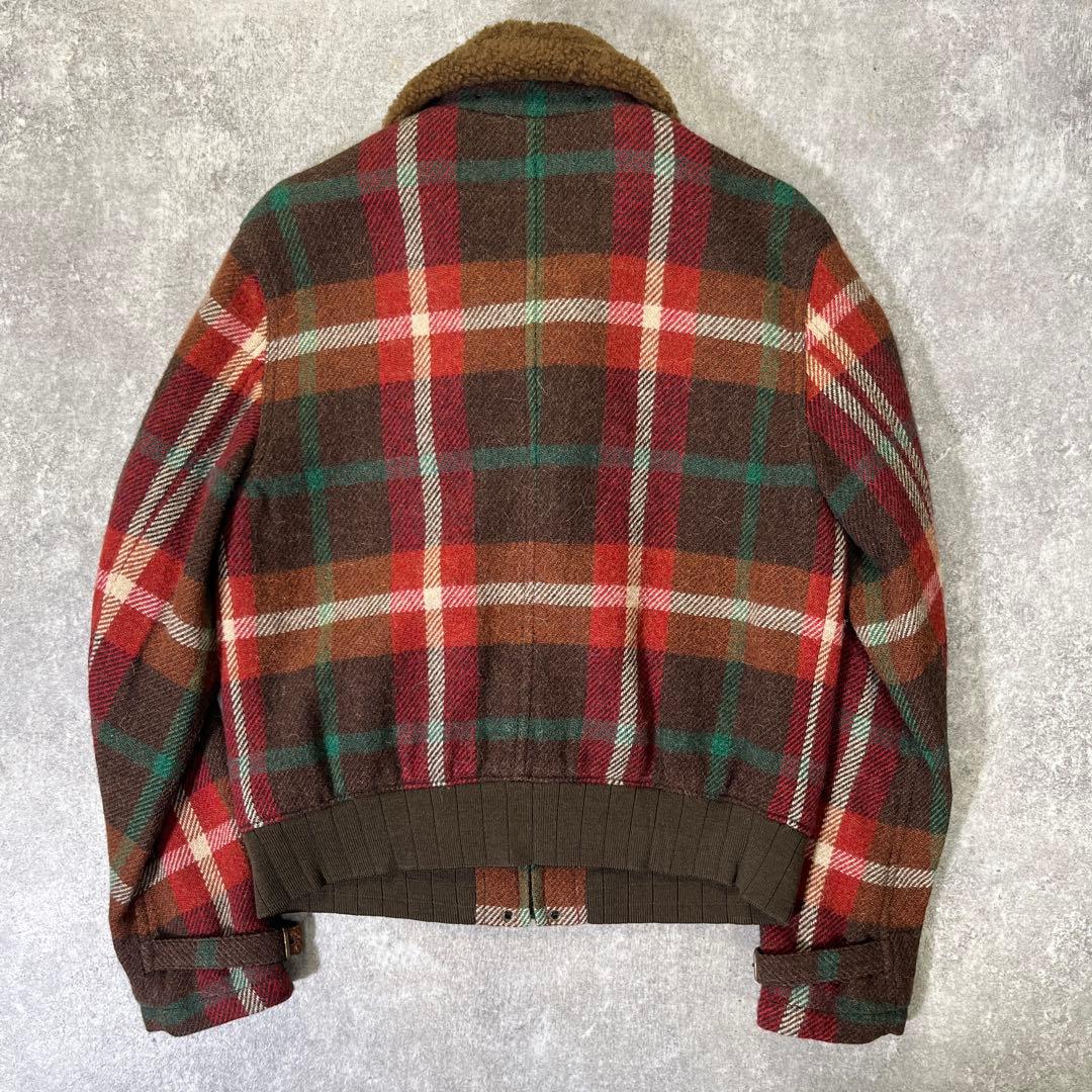 RALPH LAUREN チェックウールジャケット　M ウールアルパカ　ムートン