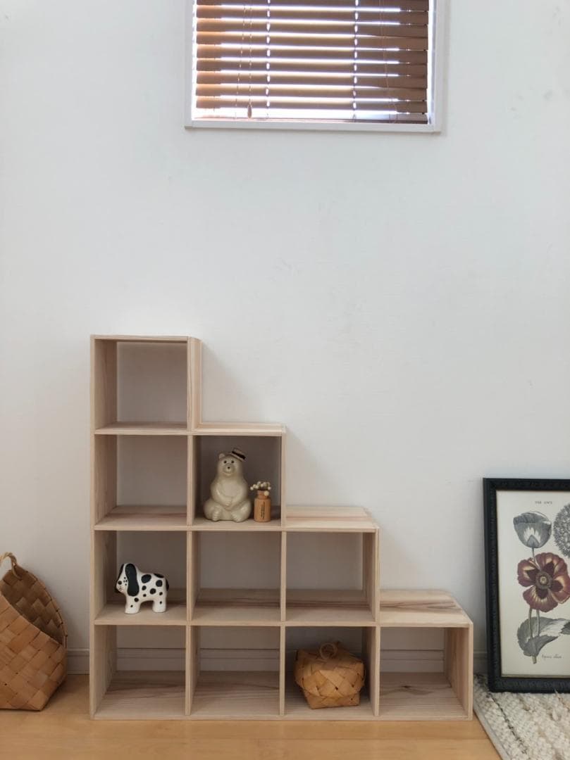 期限付き出品です★送料無料★階段型格子型木製飾り棚②