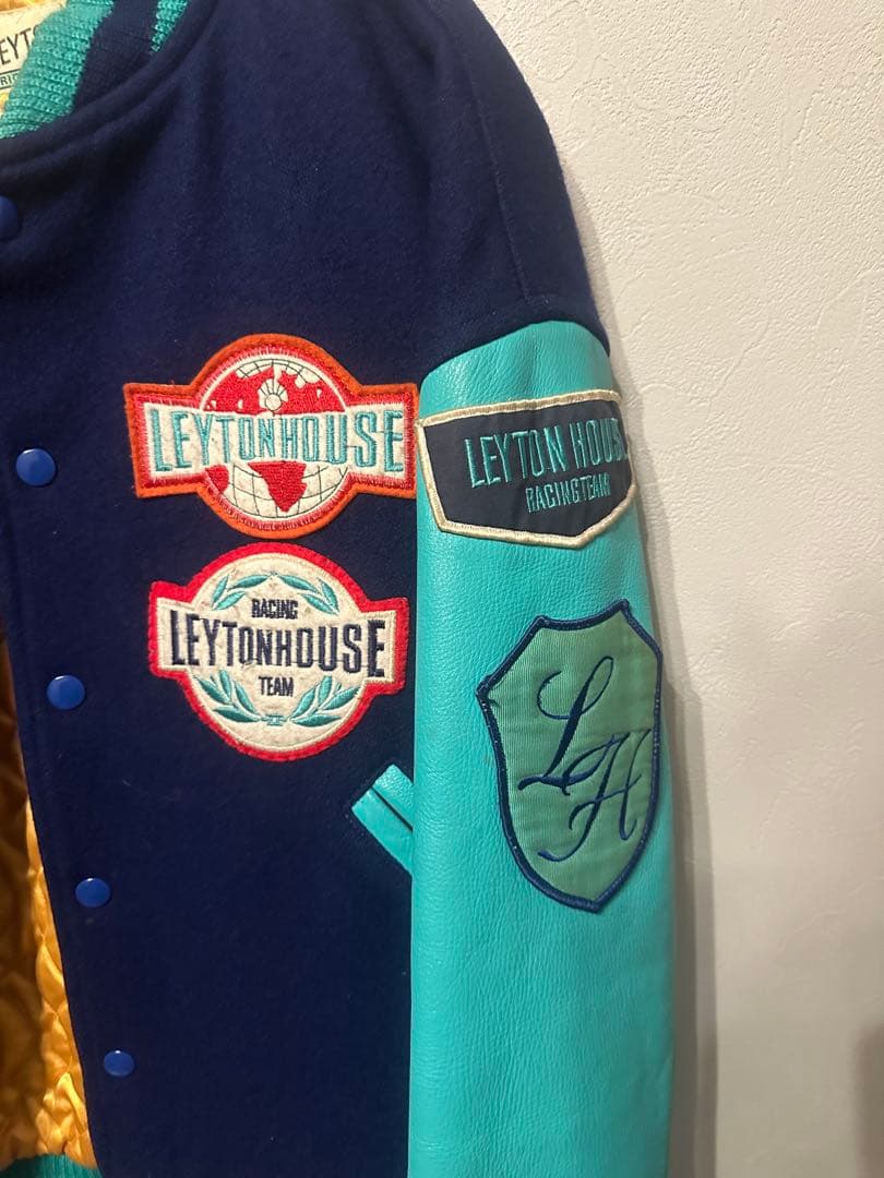 LEYTON HOUSE レイトンハウス スタジャン レザー袖 L 90s