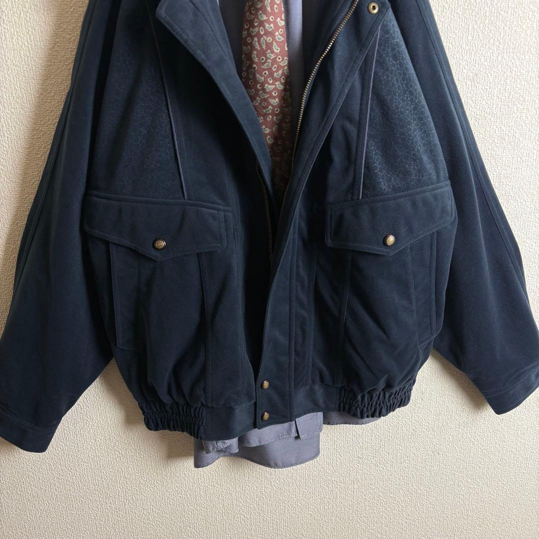 Burberrysネクタイシャツスイングトップ　クロコダイル柄　スエード生地古着