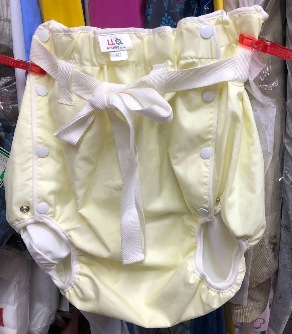 ニシキおむつカバー 　9277　ベビーイエロー　LLサイズ　金属ホック　白腰紐付