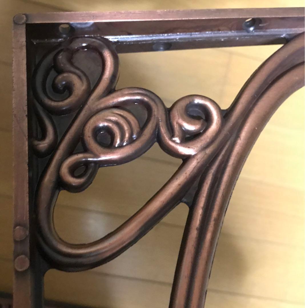 一点物　レトロ　真鍮　棚受　300ｍｍ✗350ｍｍ　ブロンズ　木ネジ付　2個