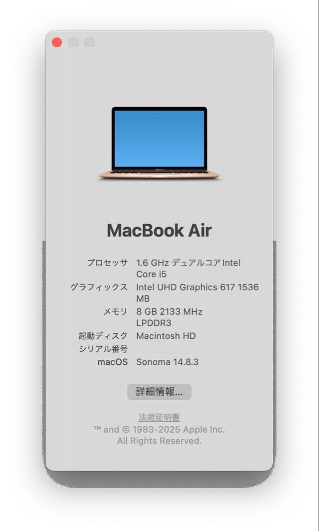【美品】MacBook Air 13インチ 2018 256GB ゴールド