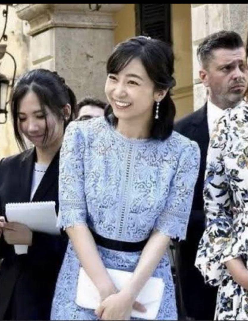 【佳子さま着用】セルフォード　サックスブルー　レースワンピース　36