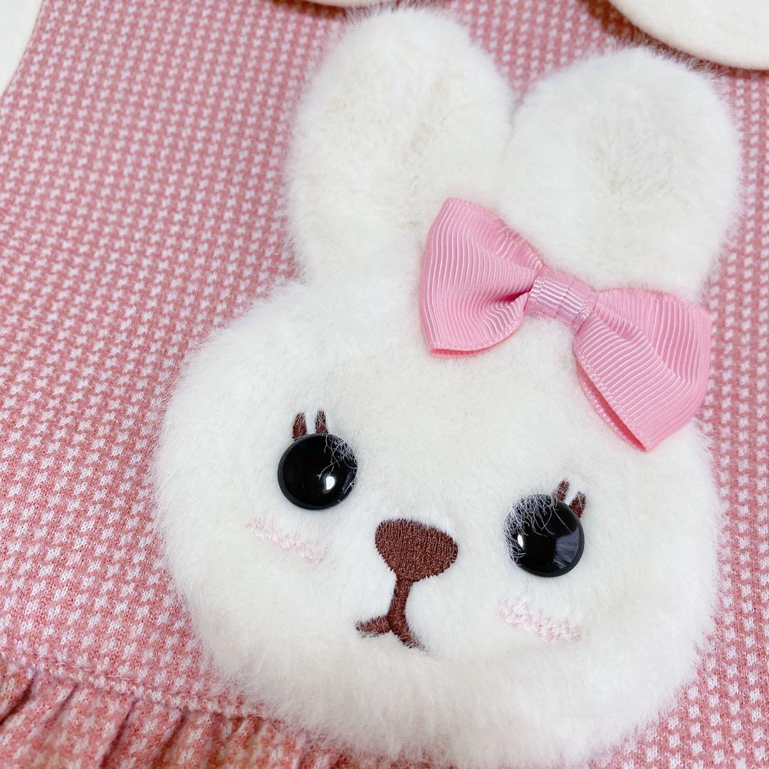 ち*。様 うさぎ千鳥チェックワンピース/シャーリーテンプル