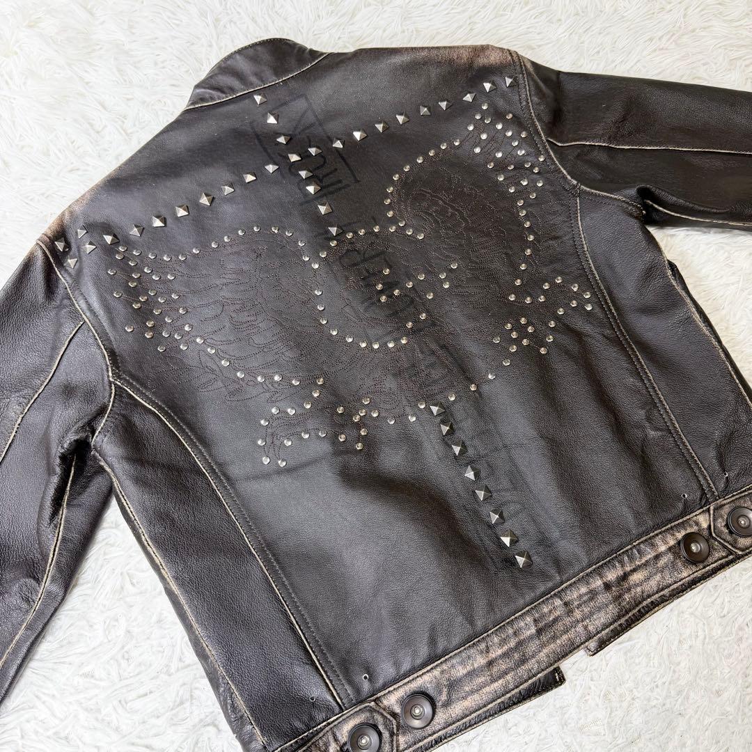 限定版リングスパン　イングランド製　レザージャケット　スタッズ　ヴィンテージ加工