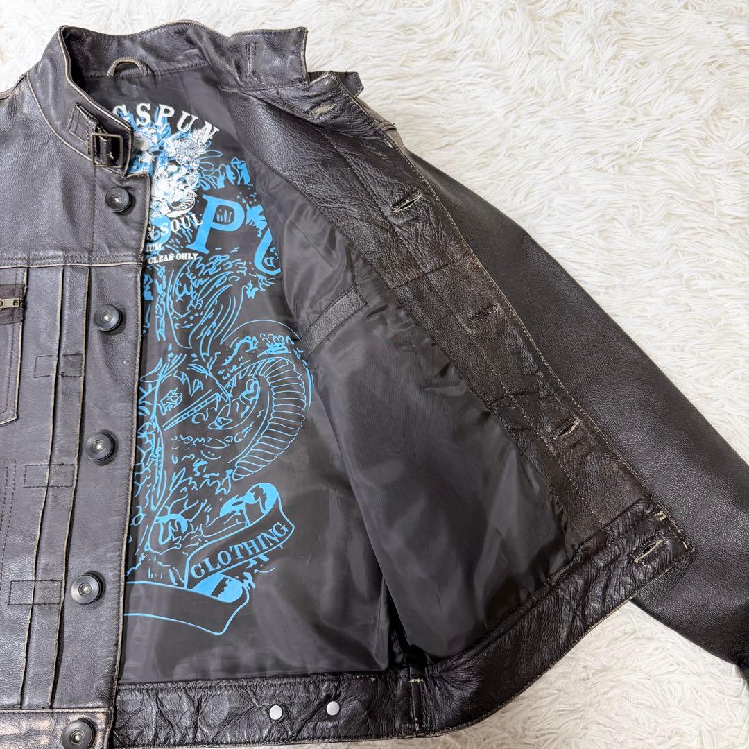 限定版リングスパン　イングランド製　レザージャケット　スタッズ　ヴィンテージ加工