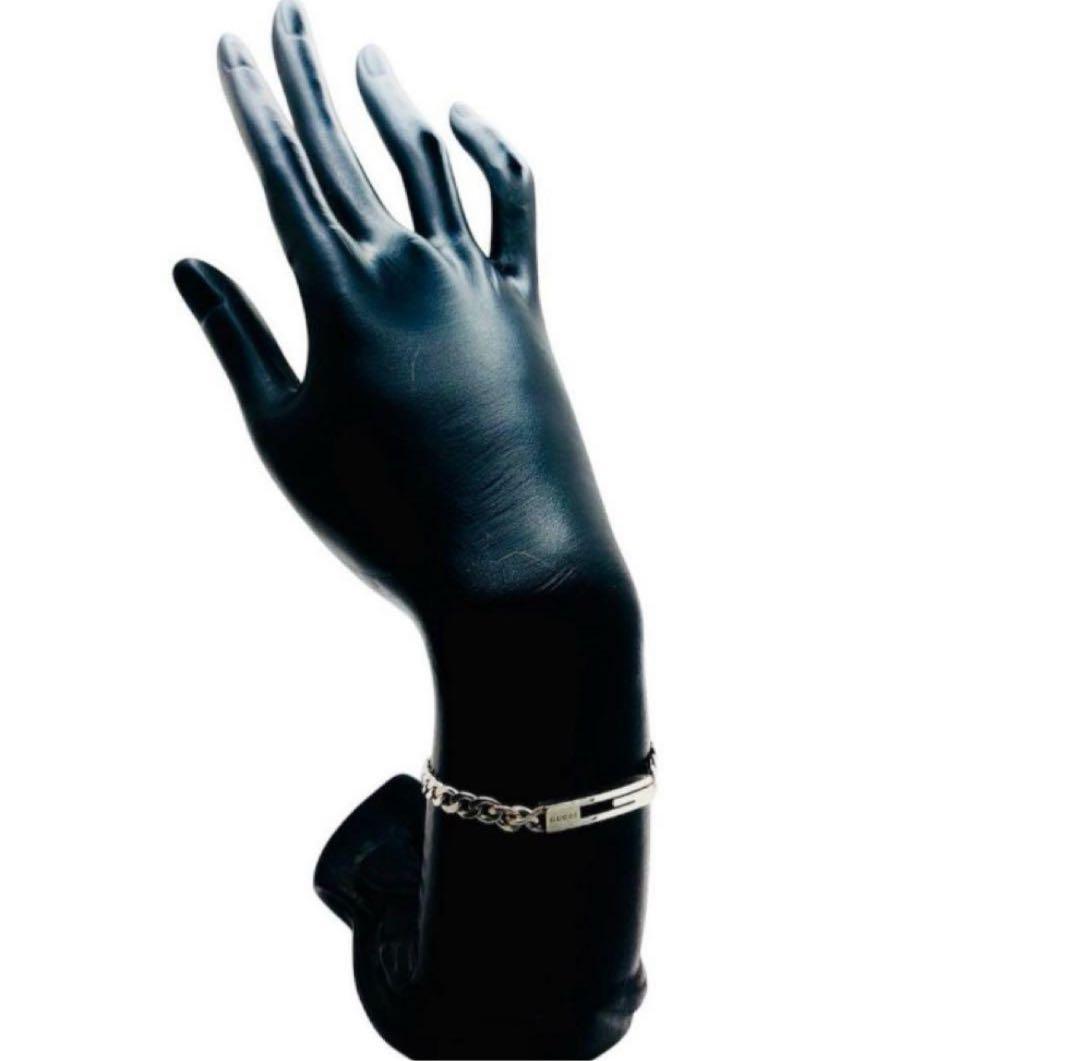 美品✨GUCCI グッチ チェーンブレスレット 喜平 Gロゴプレート SV925