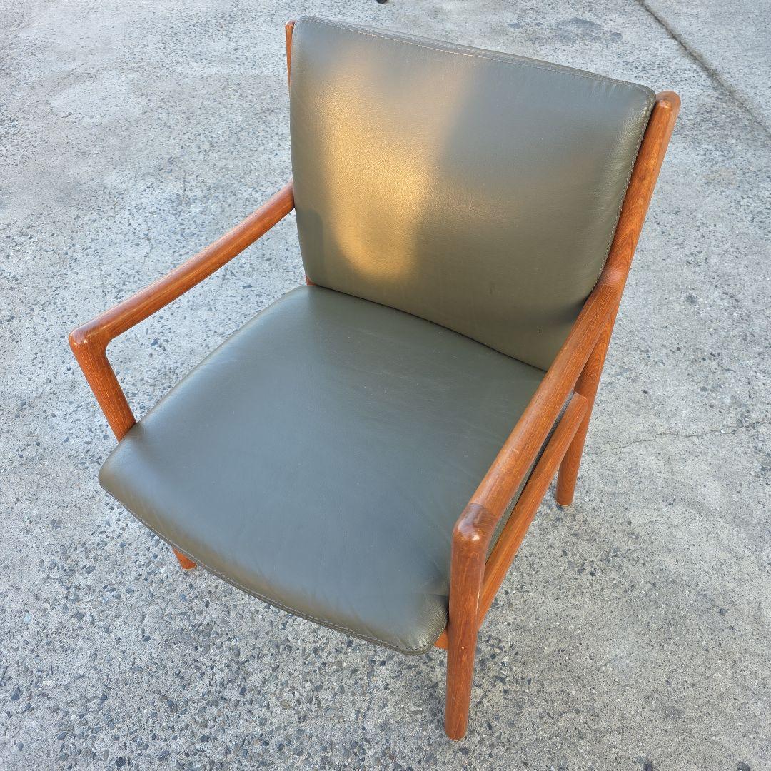 日田工芸 ヴィンテージ チーク無垢材×本革 アームチェア ダイニング ④