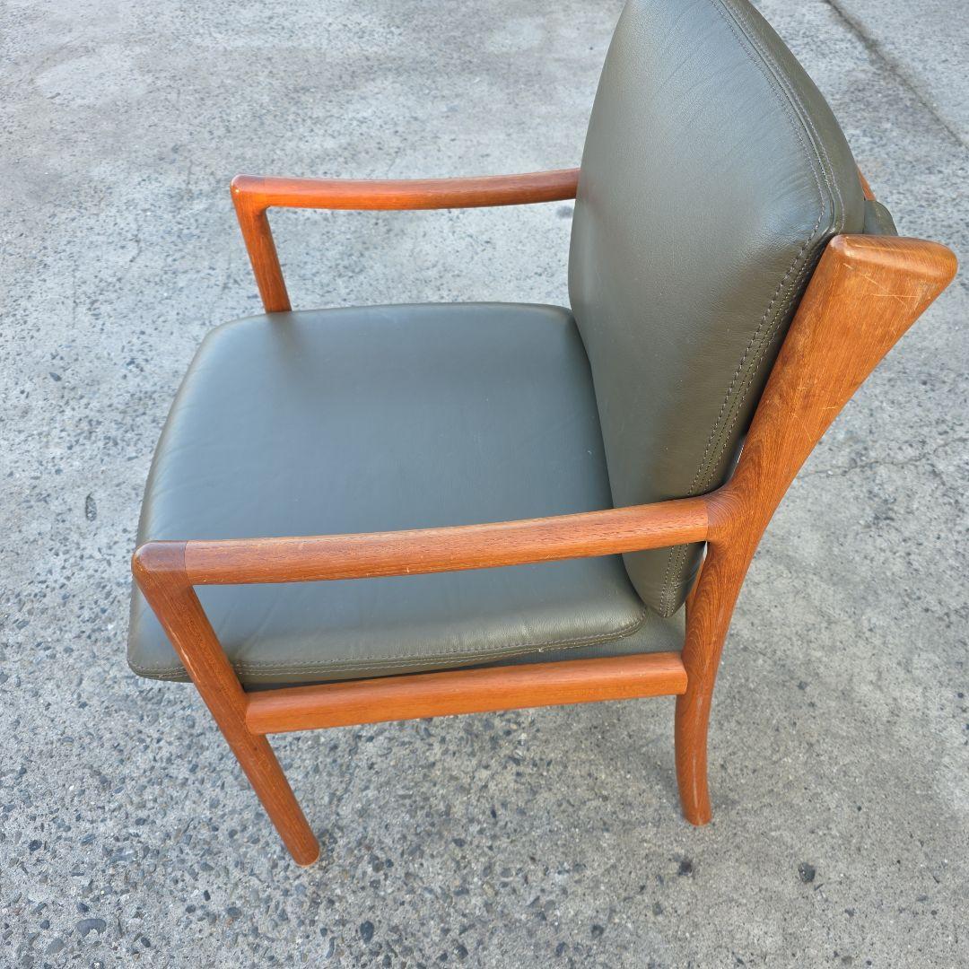 日田工芸 ヴィンテージ チーク無垢材×本革 アームチェア ダイニング ④