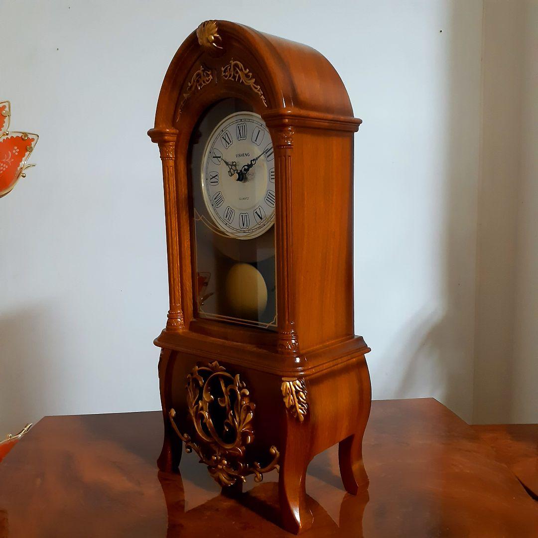 輸入雑貨　アンティーク　スタンディング　『木製振り子置時計』　レトロ