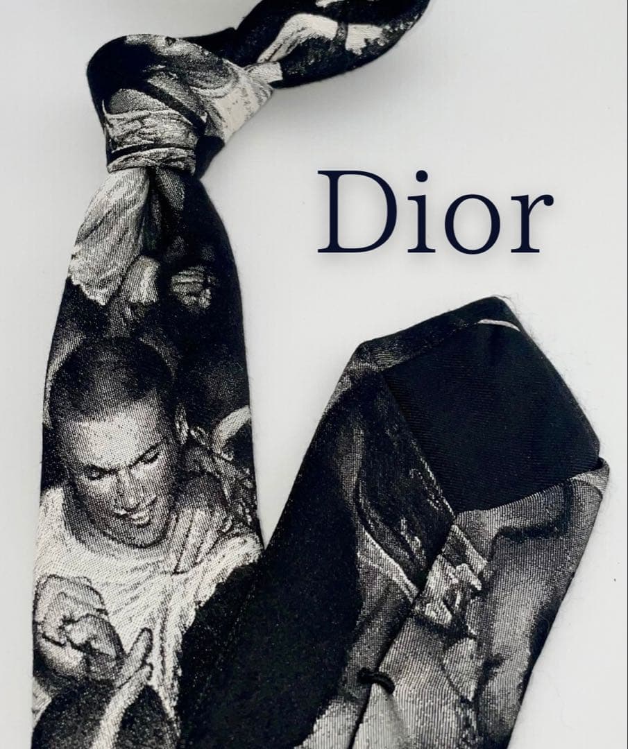 美品 Dior Homme ネクタイ ハイブランド アート柄 写真プリント 希少