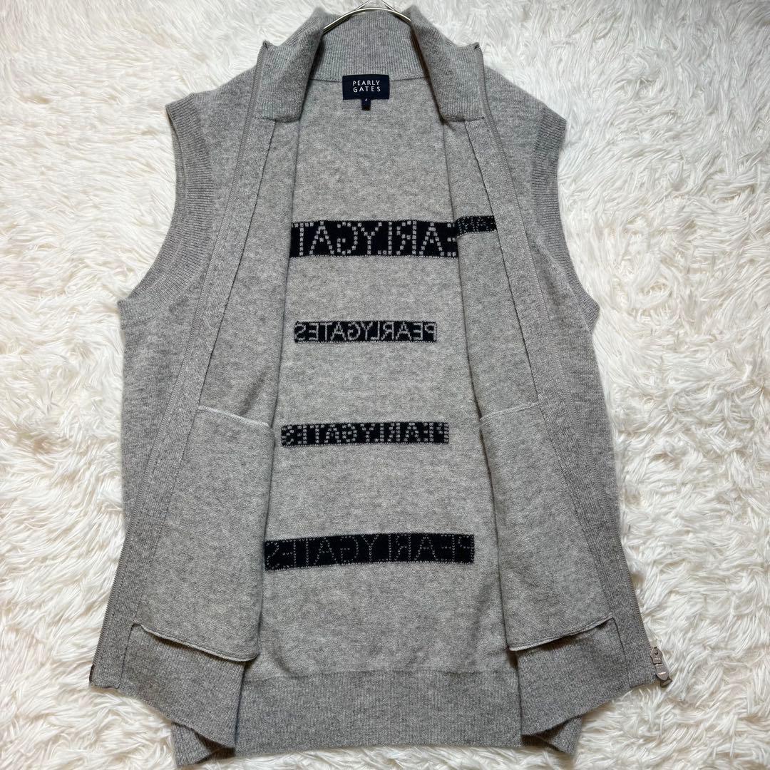 22様未使用級 パーリーゲイツ 現行 カシミヤ ジップニットベスト 定価3.7万