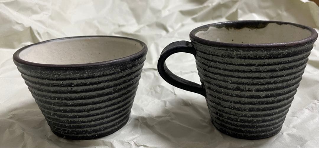 沖誠 器 炭化ボーダー器 食器 皿 マグカップ セット 作家