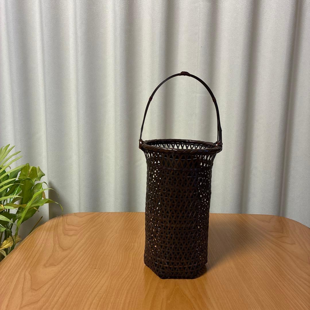 竹かご花器　内筒付き