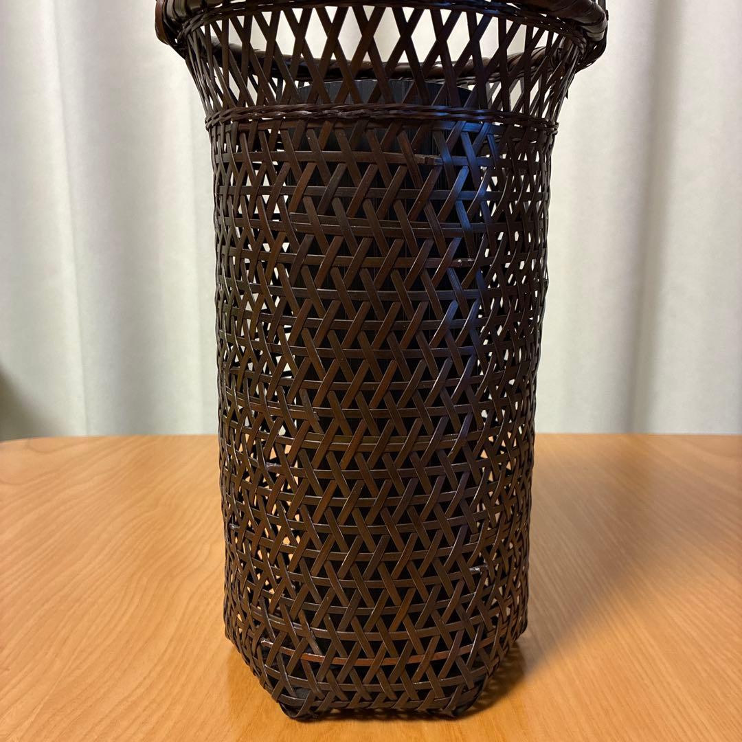 竹かご花器　内筒付き