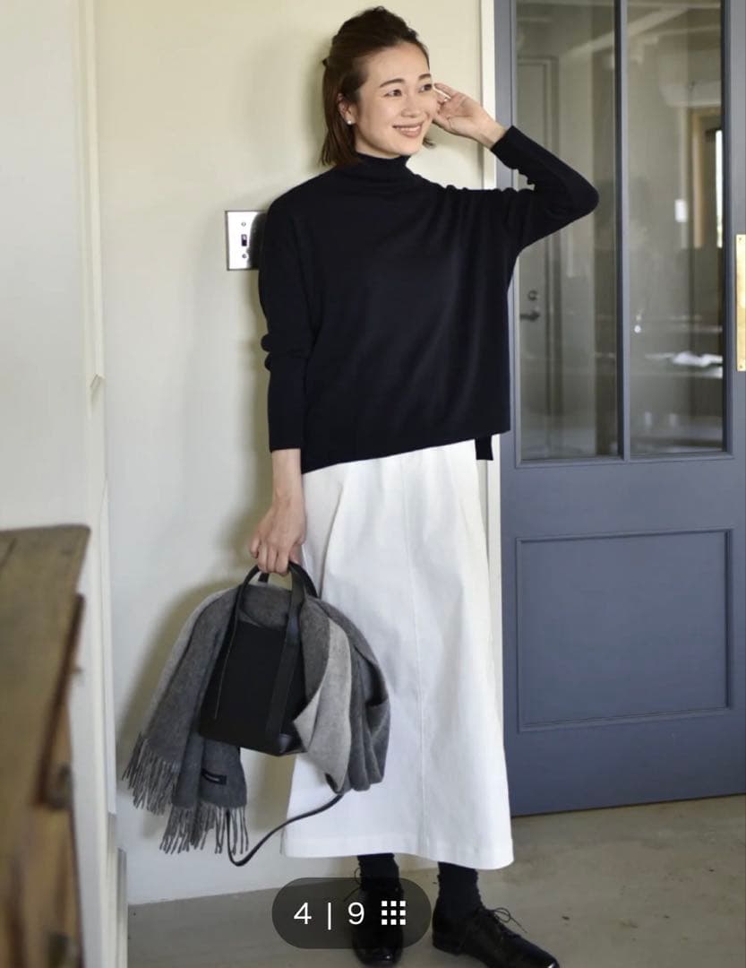 【美品】our 洗えるきれいめタートルニット ホワイト＆ネイビーセット