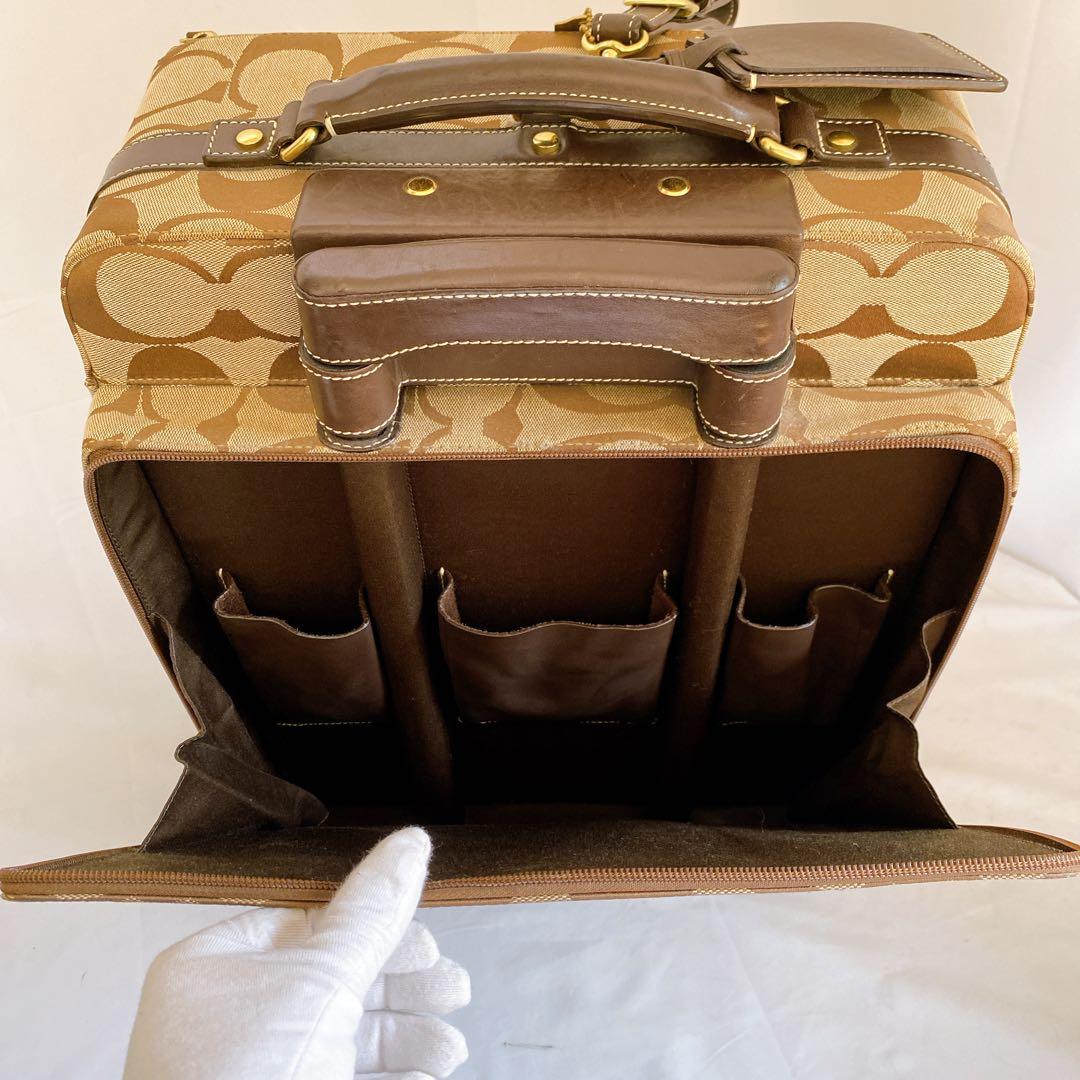 COACH　キャリーケース　スーツケース　2輪　シグネチャー　ブラウン　機内持込