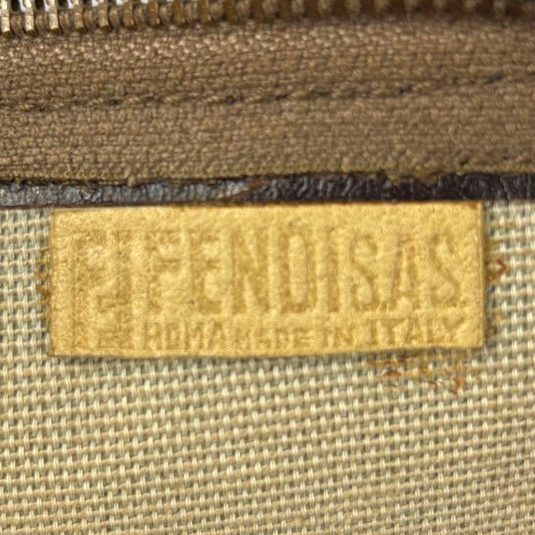 フェンディ ズッカ 総柄 ボストンバッグ キャンバス レザー 大容量 ブラウン