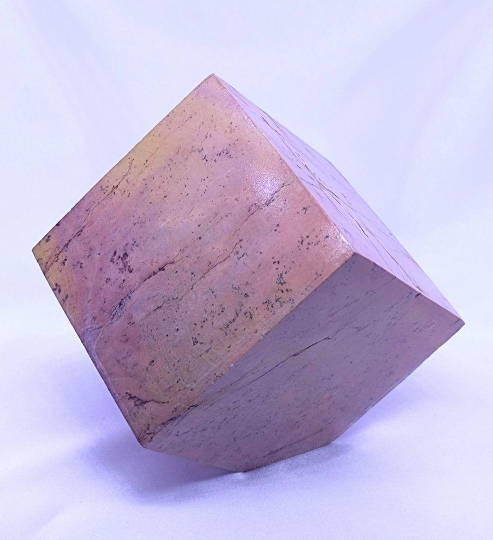 ピクチャージャスパー　キューブ　六面体　ピンク　イエロー　6㎝角　精神安定