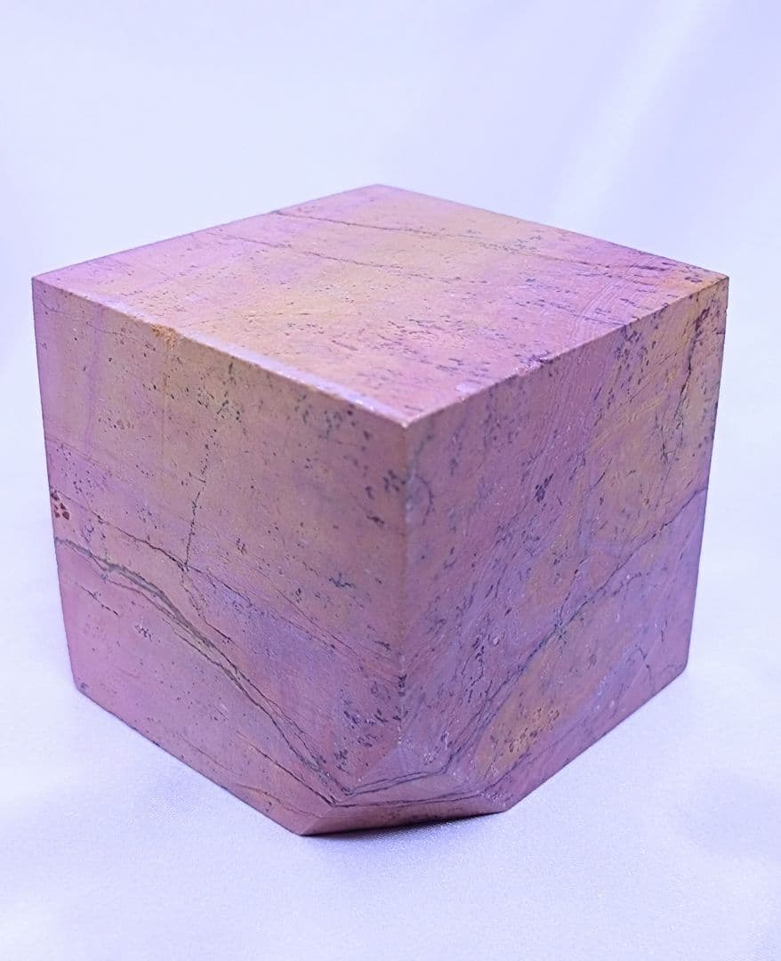 ピクチャージャスパー　キューブ　六面体　ピンク　イエロー　6㎝角　精神安定