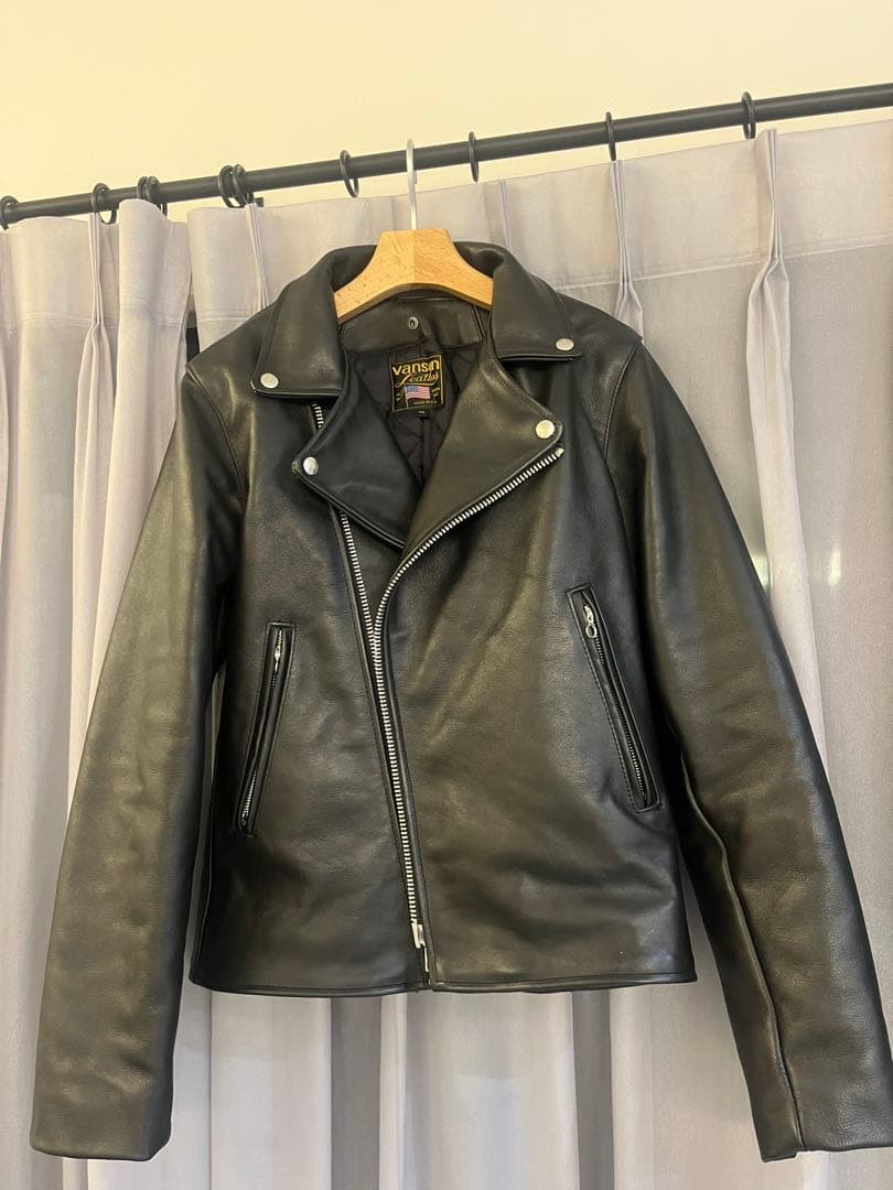 vanson ブラック ダブルライダースジャケット 36