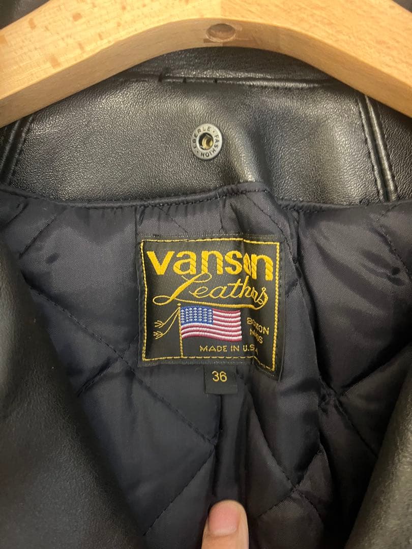 vanson ブラック ダブルライダースジャケット 36