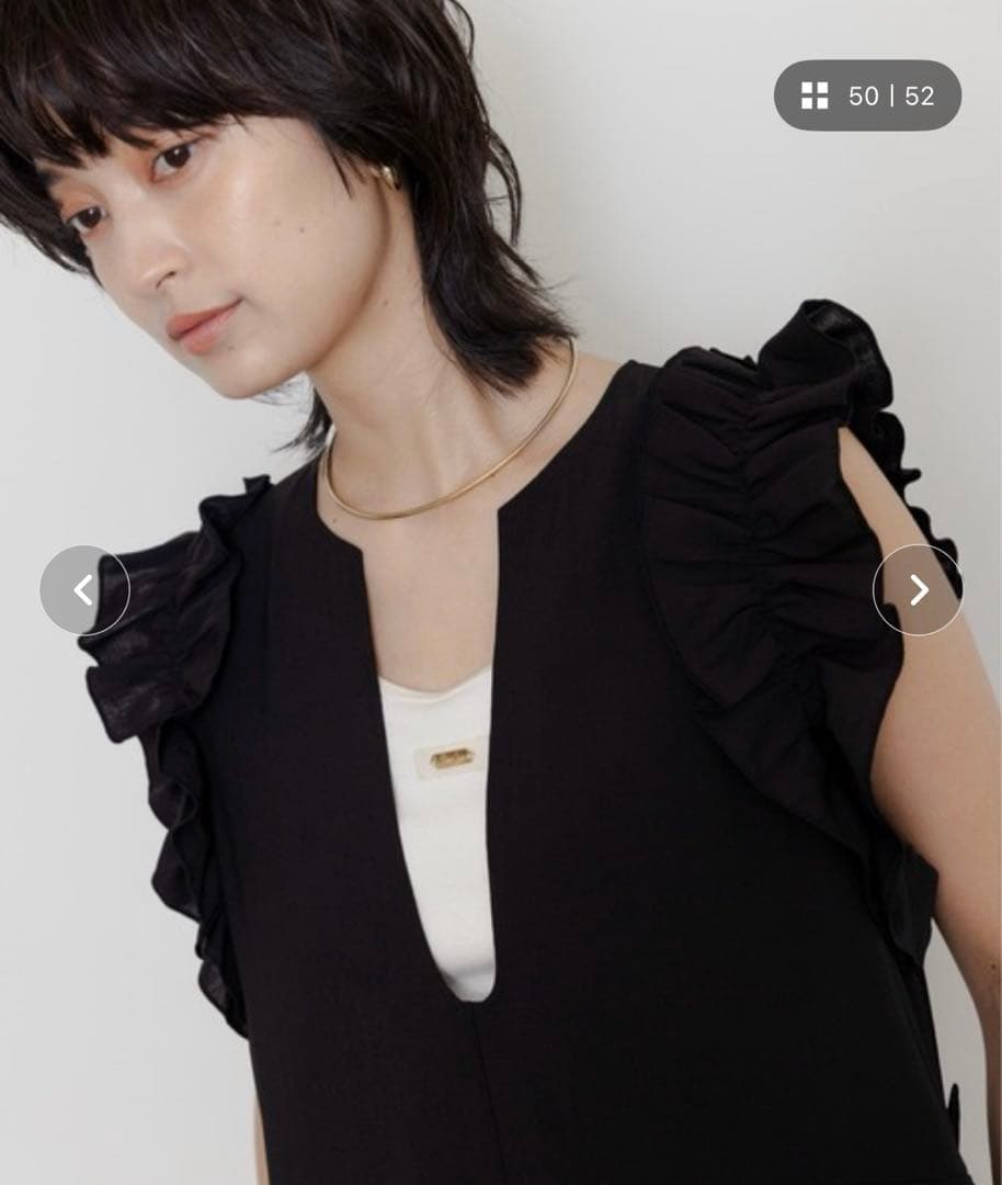 最終お値下げ！ Eimee Law フリルショルダーＵネックオールインワン