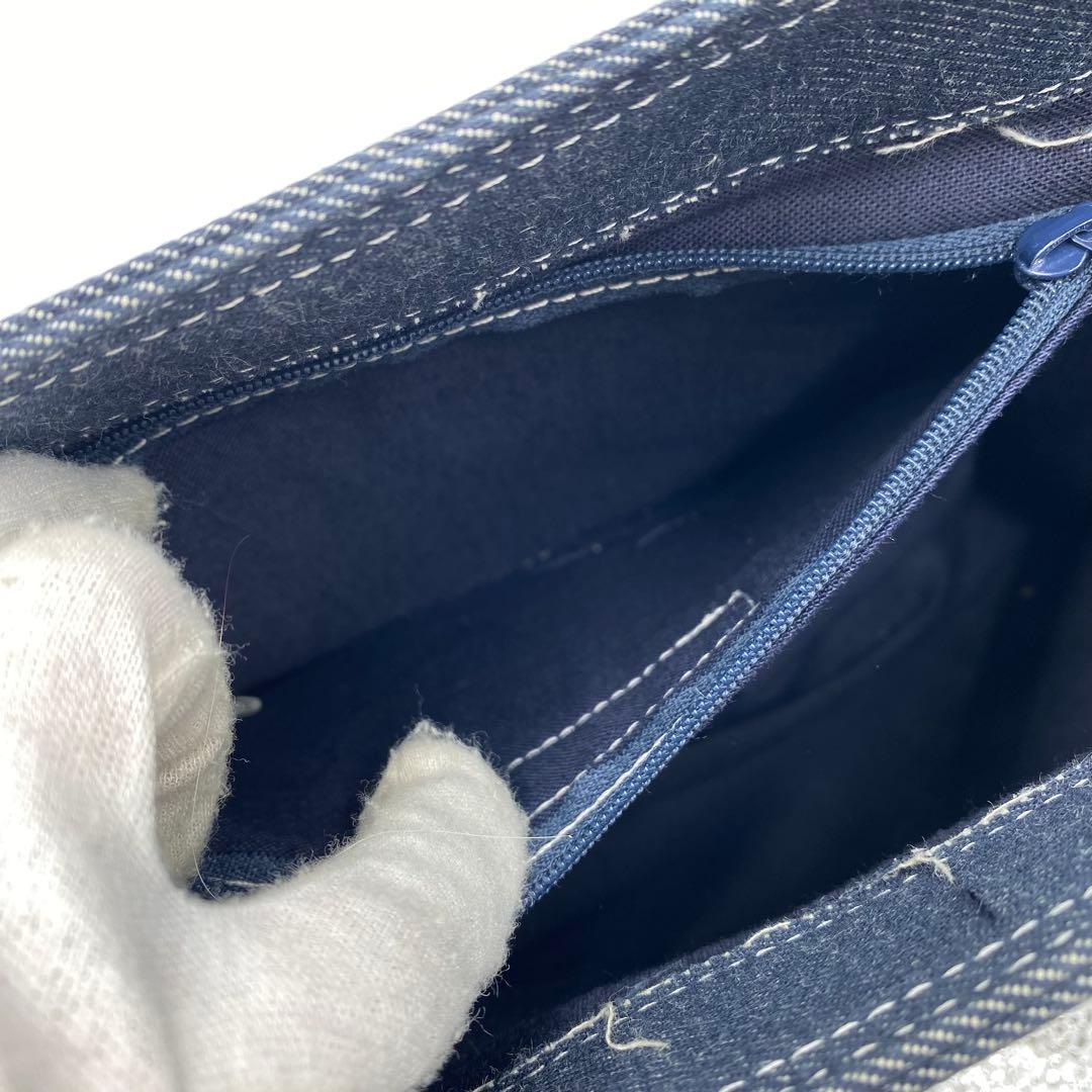 美品希少✨ クレージュ ハンドバッグ クリアハンドル 希少 ロゴ刺繍 インディゴ