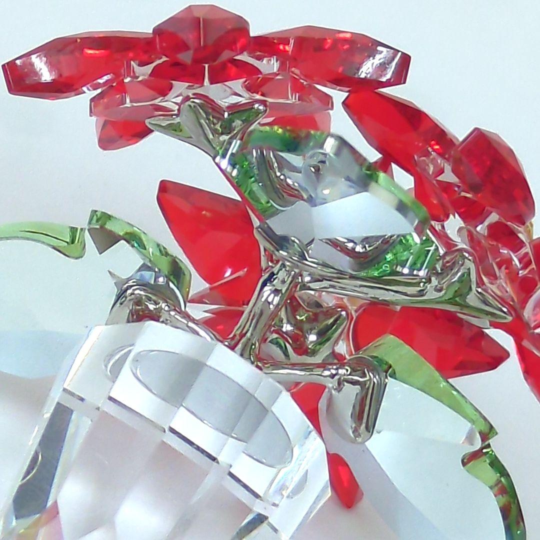 スワロフスキー ポインセチ 置物 ラインストーン 【極美品】