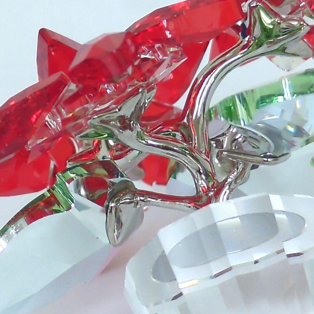 スワロフスキー ポインセチ 置物 ラインストーン 【極美品】