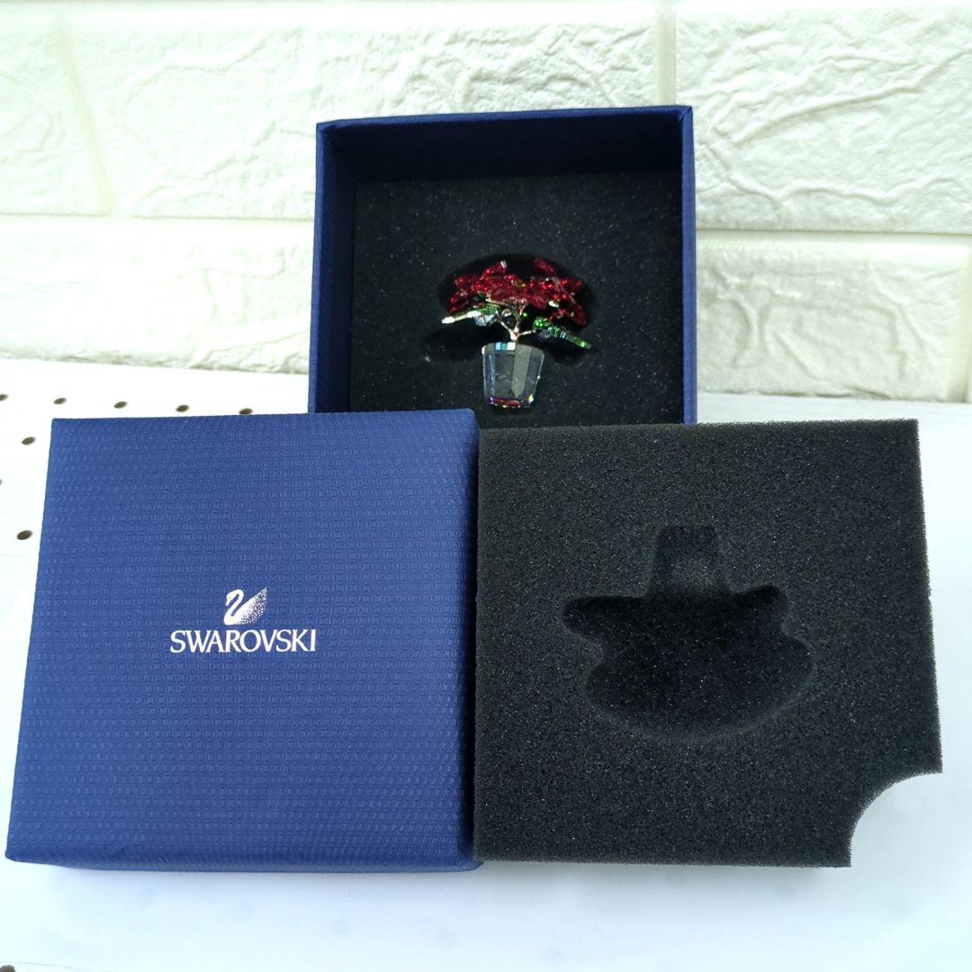 スワロフスキー ポインセチ 置物 ラインストーン 【極美品】