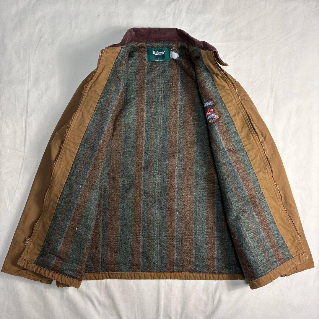 USA製ダンブルック ダックワークジャケット 企業ロゴ襟コーデュロイMキャメル