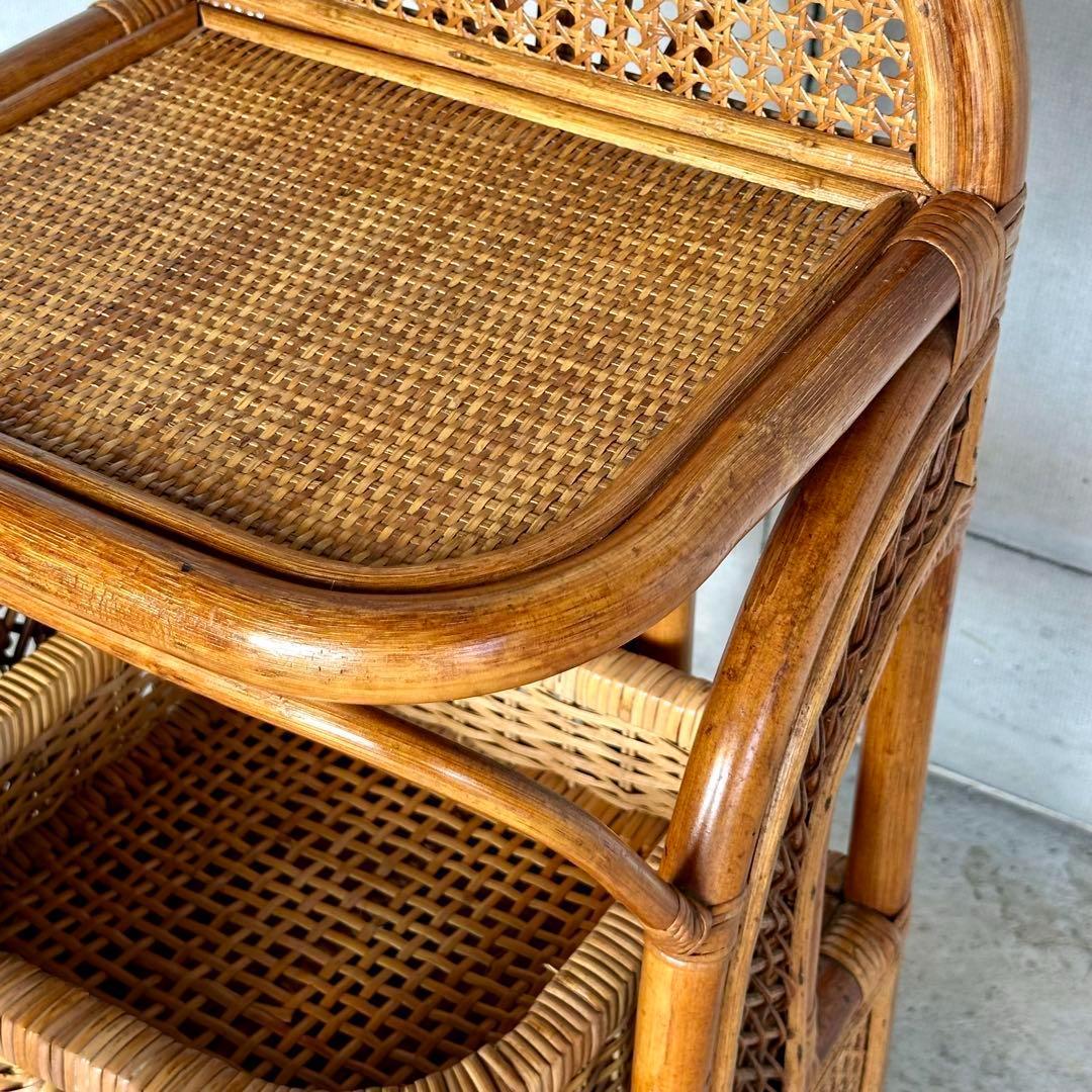 ✦ アンティーク調 ラタンキャビネット ✦ 2段バスケット付き収納ラック