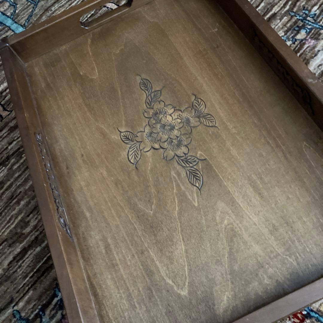 軽井沢彫り　軽井沢彫　シバザキ　文箱　小箱　桜彫刻